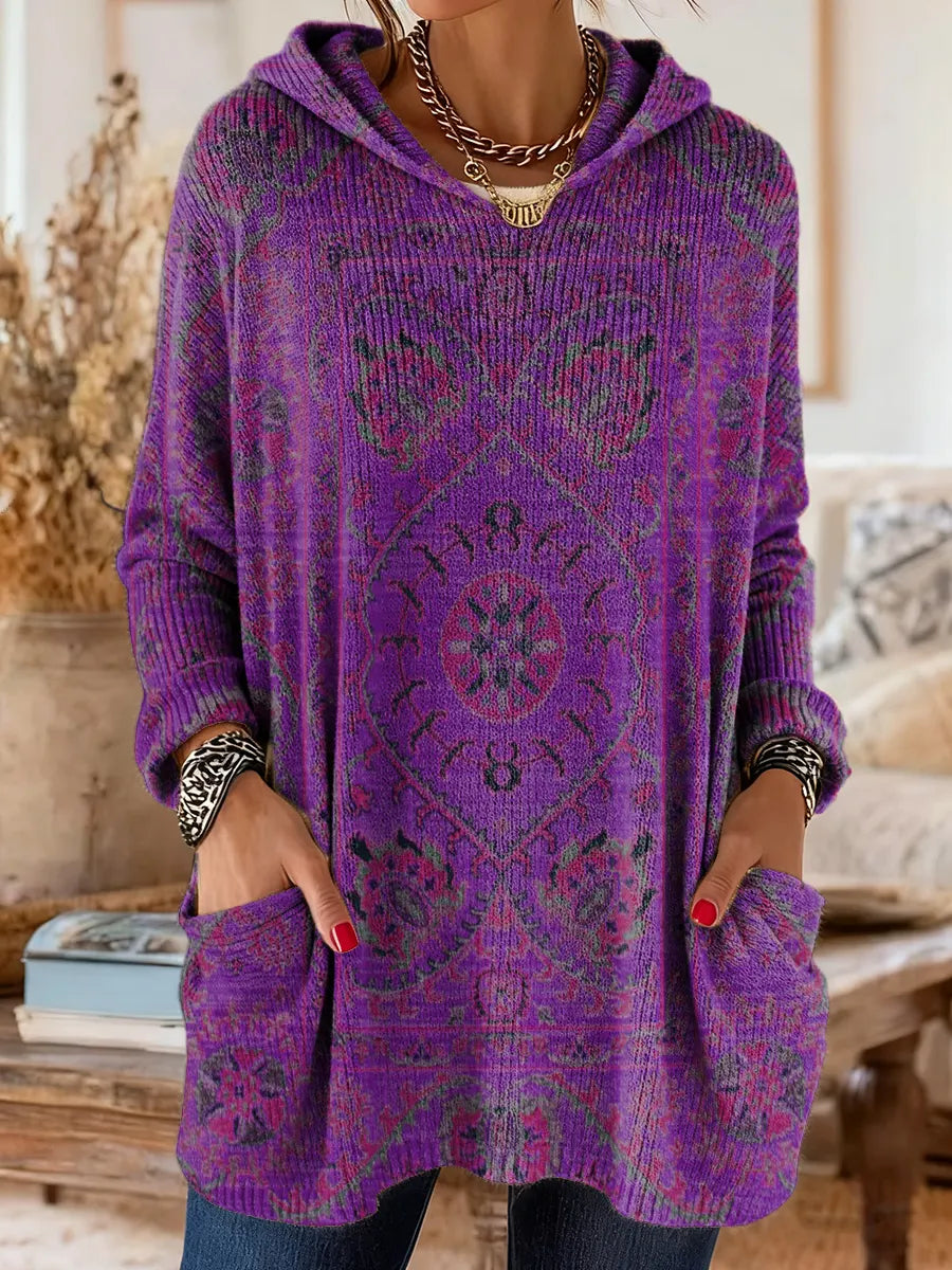 Alice - Retro Ethnic Print Hooded Tunic