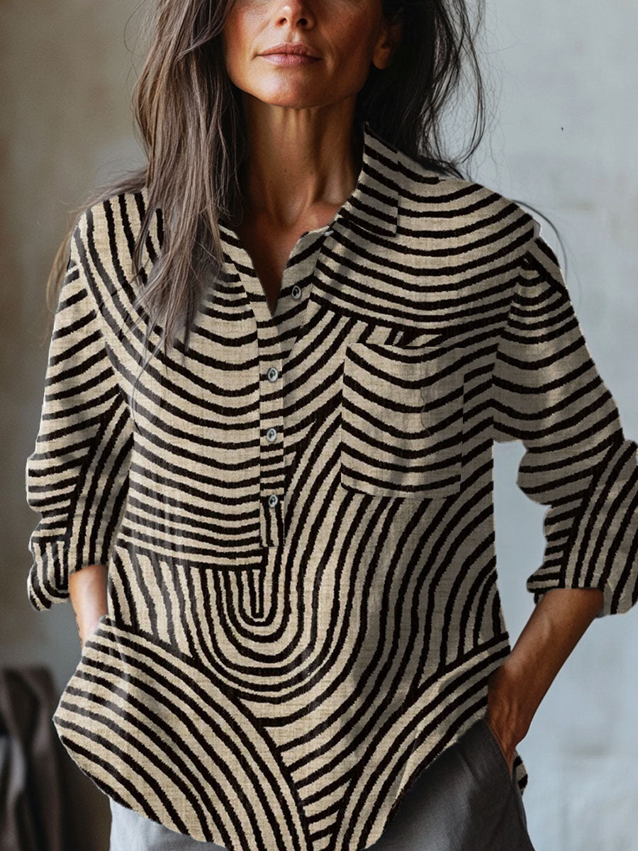 Gisella™ | Refined Printed Linen Blouse