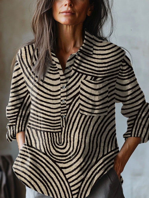 Gisella™ | Refined Printed Linen Blouse