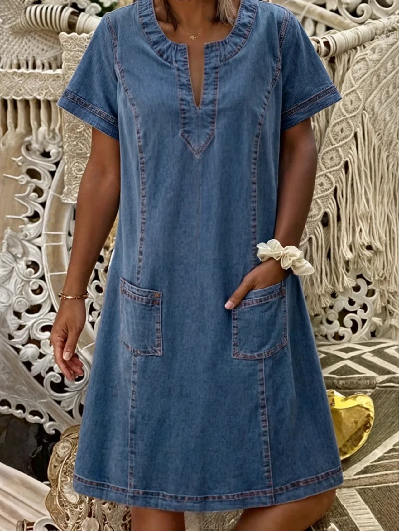 ISEYA | SOFT DENIM-LOOK DRESS