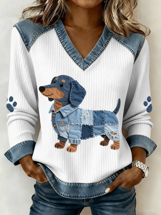 Stella™ | Artistic Denim Patchwork Top